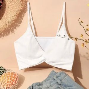 ZAFUL Ribbed Twisted Plunge Front Bikini Top